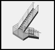 ADT Model - U Shaped Metal Pan Stair w/ Tube & Flat Bar Rails