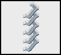 ADT Model - Multi Story Metal Pan Stair w/ 2 Line Pipe Rails