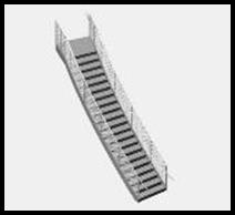 ADT Model - Elliptical Shaped Metal Pan Stair w/ Pipe & Rod Rails